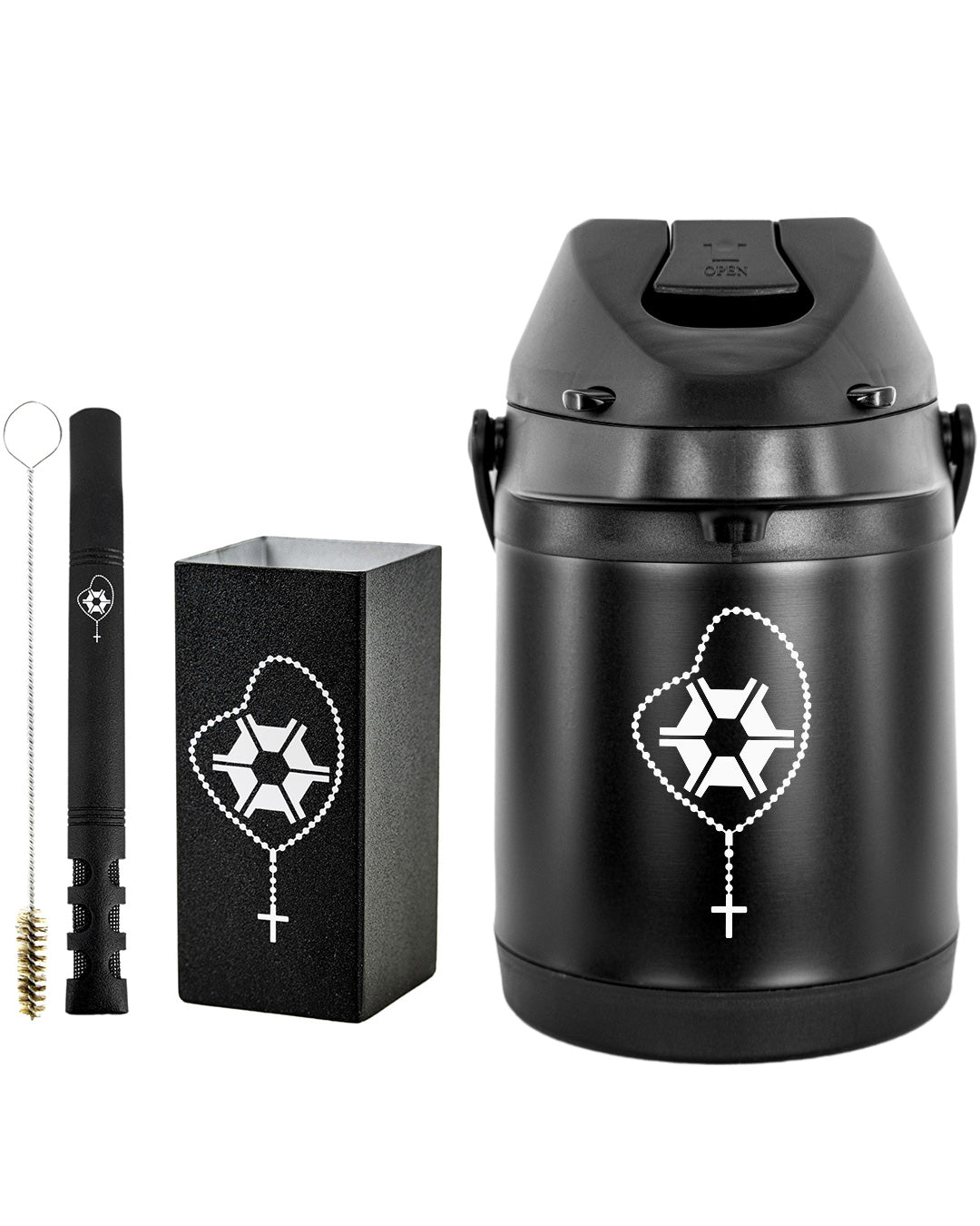 Kit Tereré Premium Copo Bomba Garrafa Térmica Preto 2.5l Agro Terço