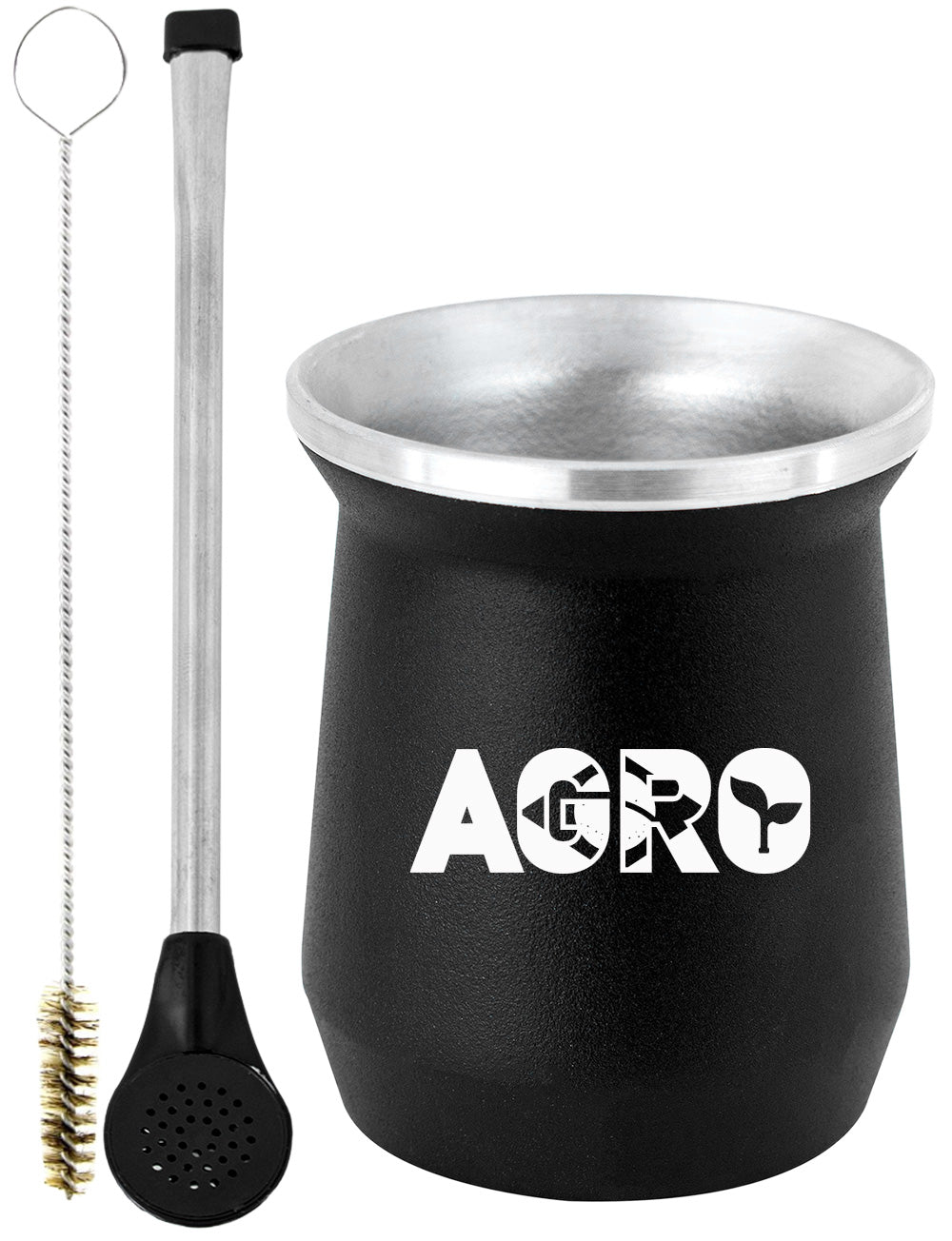 Kit Tereré Copo Cuia Econo Bomba Preto Agro Brasil