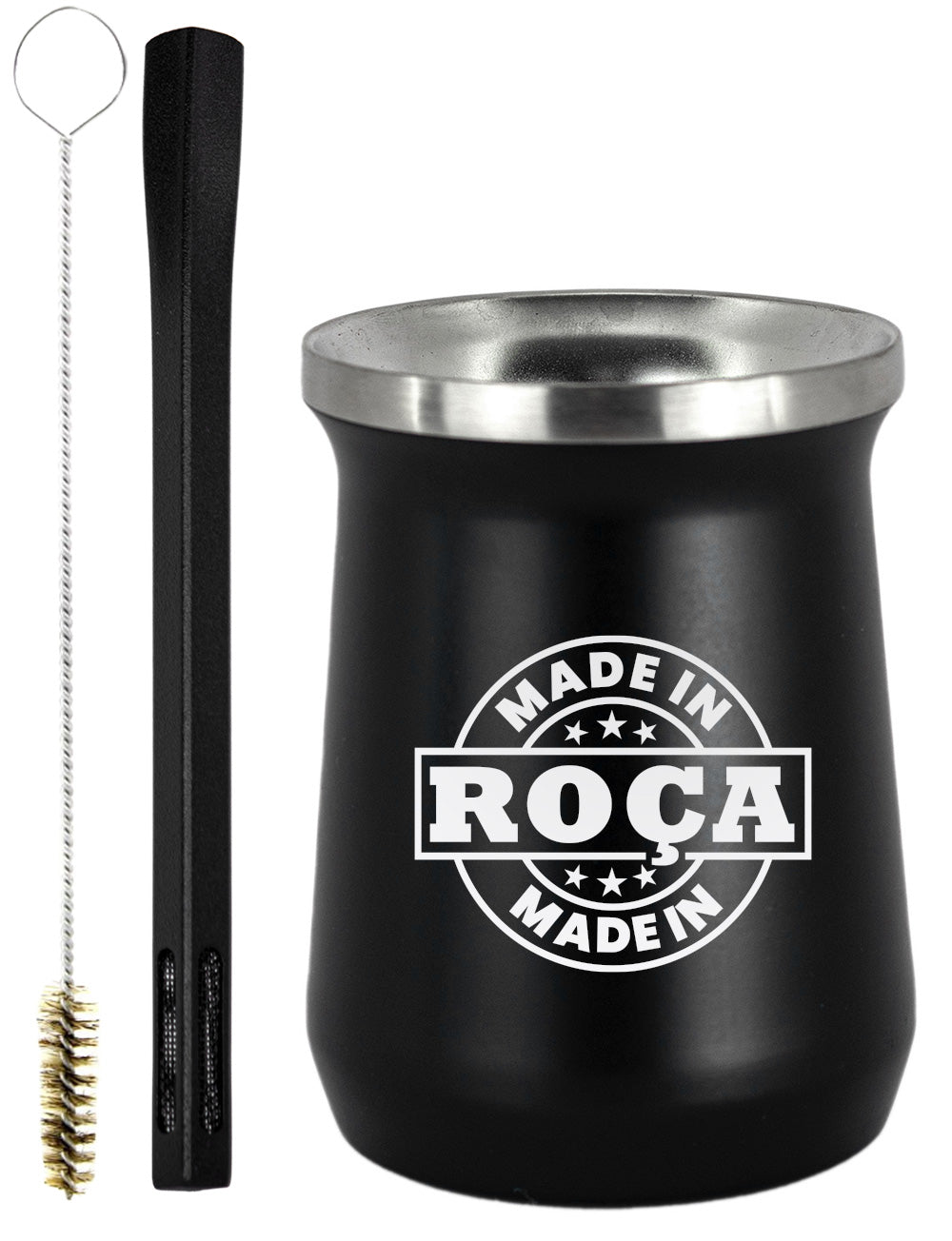 Kit Tereré Copo Cuia Premium Bomba Preto Made in Roça Escrita