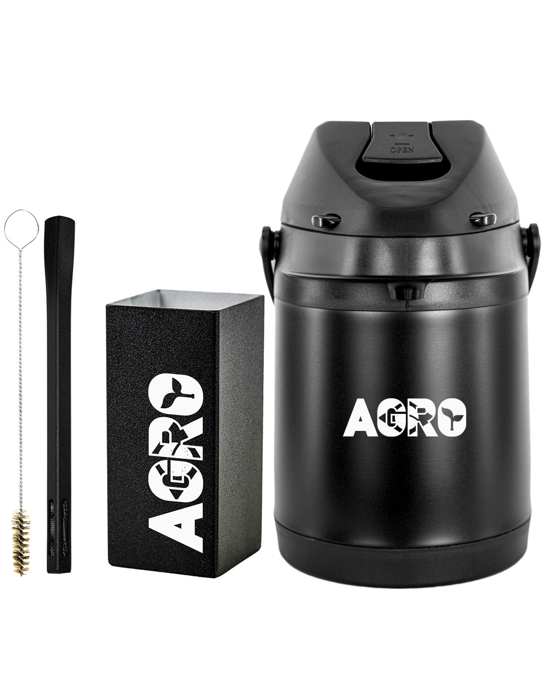 Kit Tereré Premium Copo Bomba Garrafa Térmica Preto 2.5l Agro Brasil