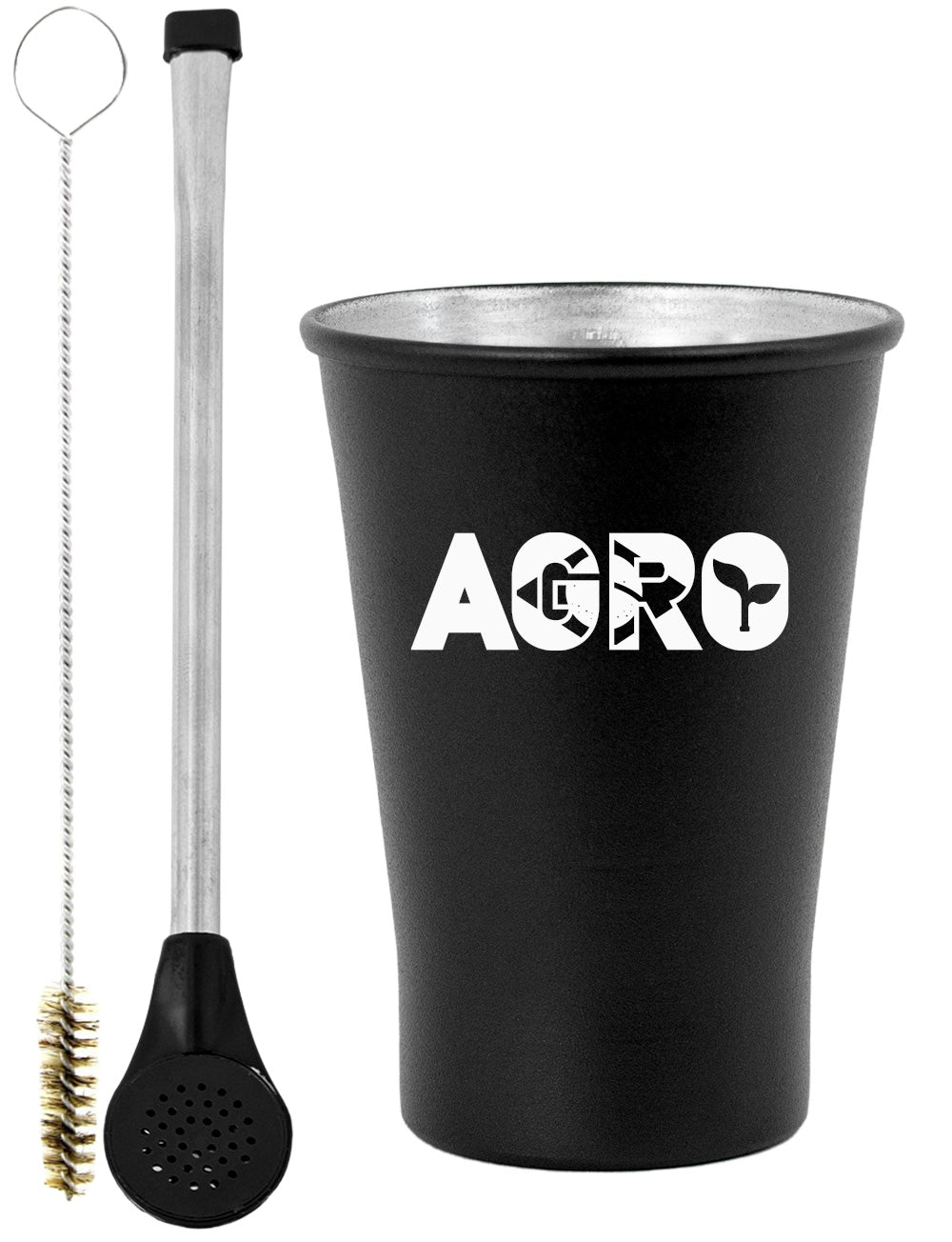 Kit Tereré Copo Cuia Econo Bomba Preto Agro Brasil