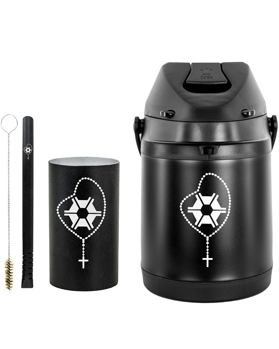 Kit Tereré Premium Copo Bomba Garrafa Térmica Preto 2.5l Agro Terço