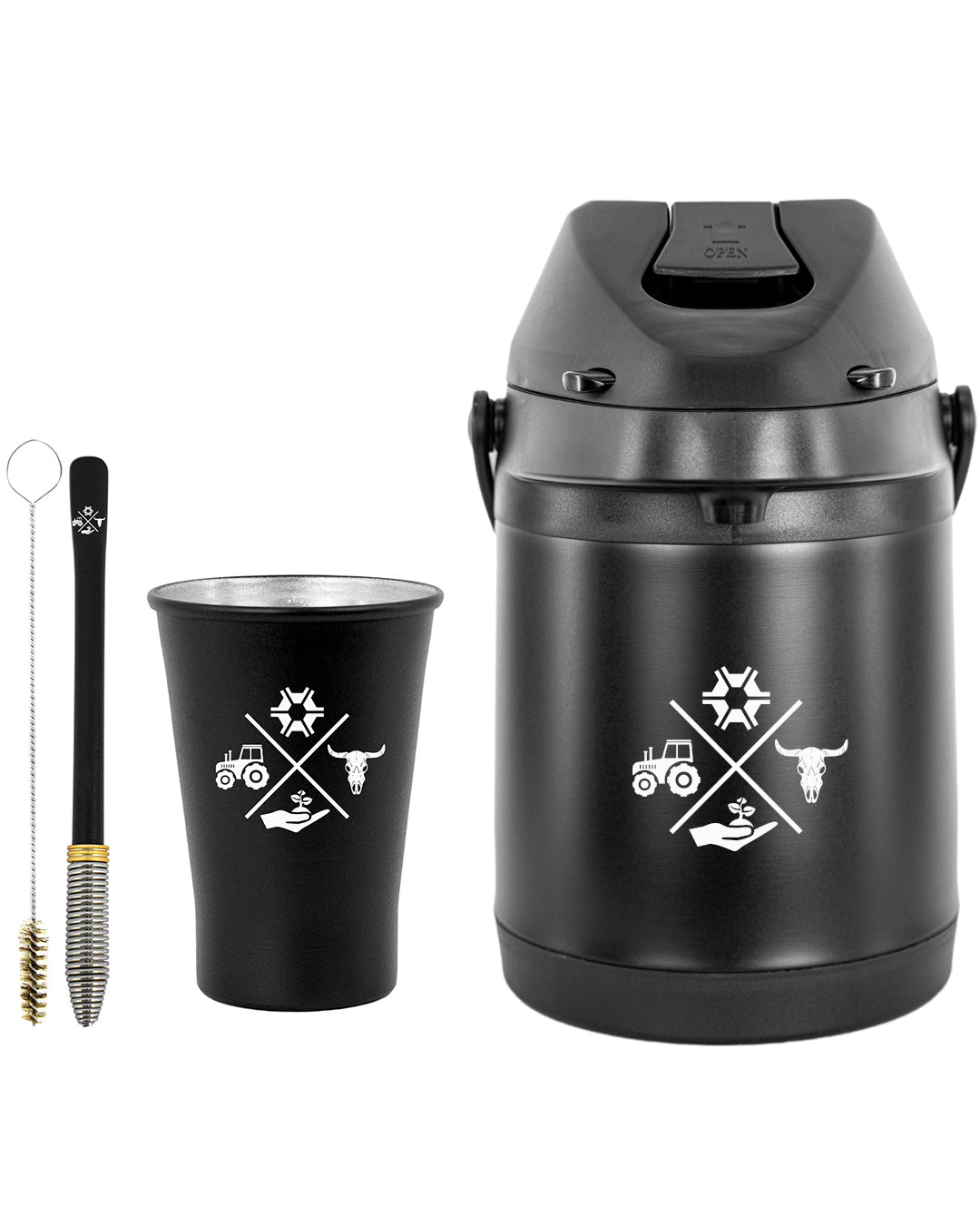Kit Tereré Econo Copo Bomba Garrafa Térmica Preto 2.5l Made in Roça