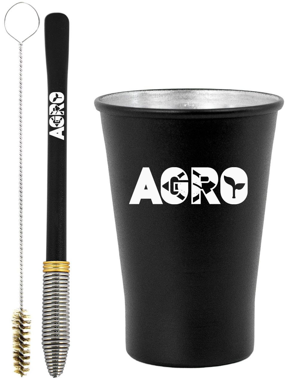 Kit Tereré Copo Cuia Econo Bomba Preto Agro Brasil
