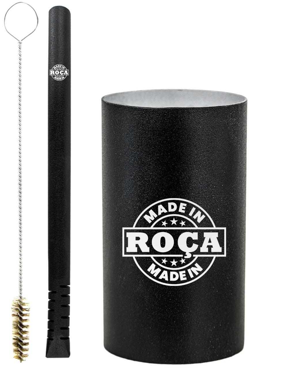 Kit Tereré Copo Cuia Premium Bomba Preto Made in Roça Escrita