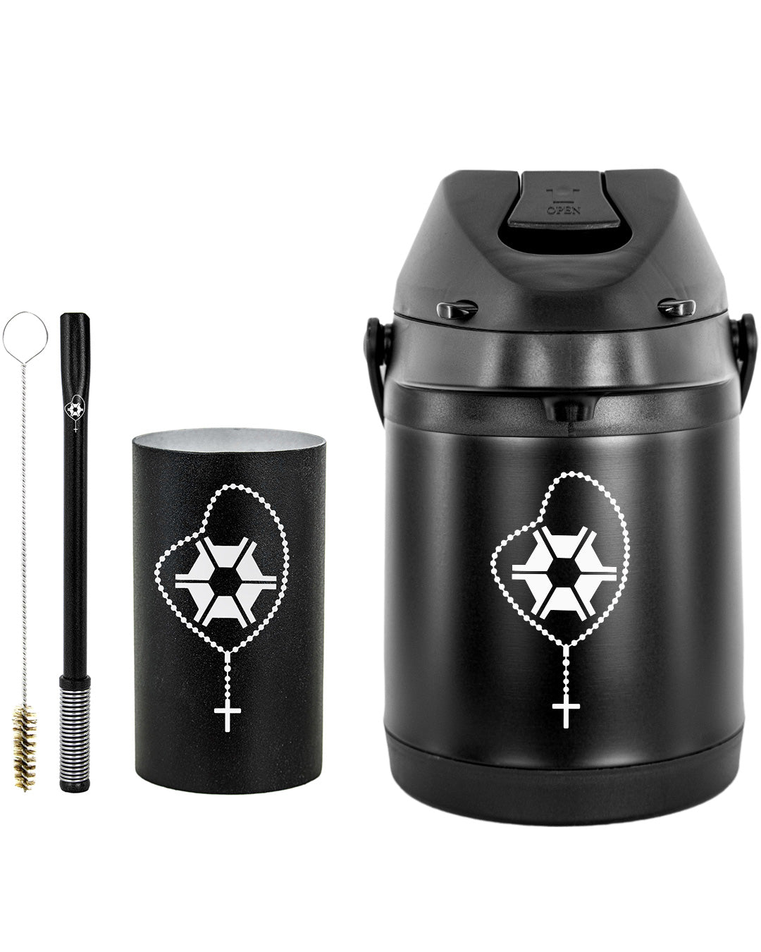 Kit Tereré Premium Copo Bomba Garrafa Térmica Preto 2.5l Agro Terço