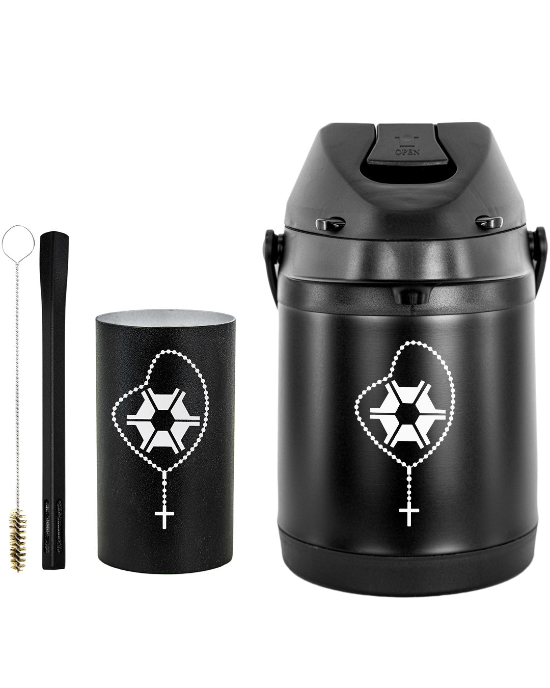 Kit Tereré Premium Copo Bomba Garrafa Térmica Preto 2.5l Agro Terço