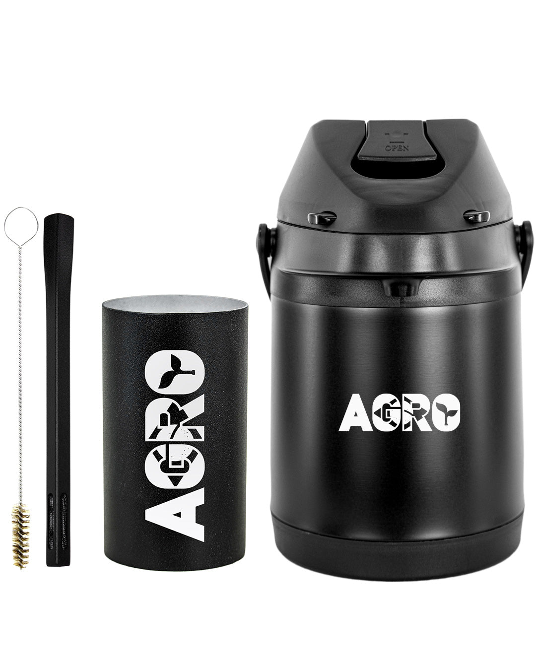 Kit Tereré Premium Copo Bomba Garrafa Térmica Preto 2.5l Agro Brasil