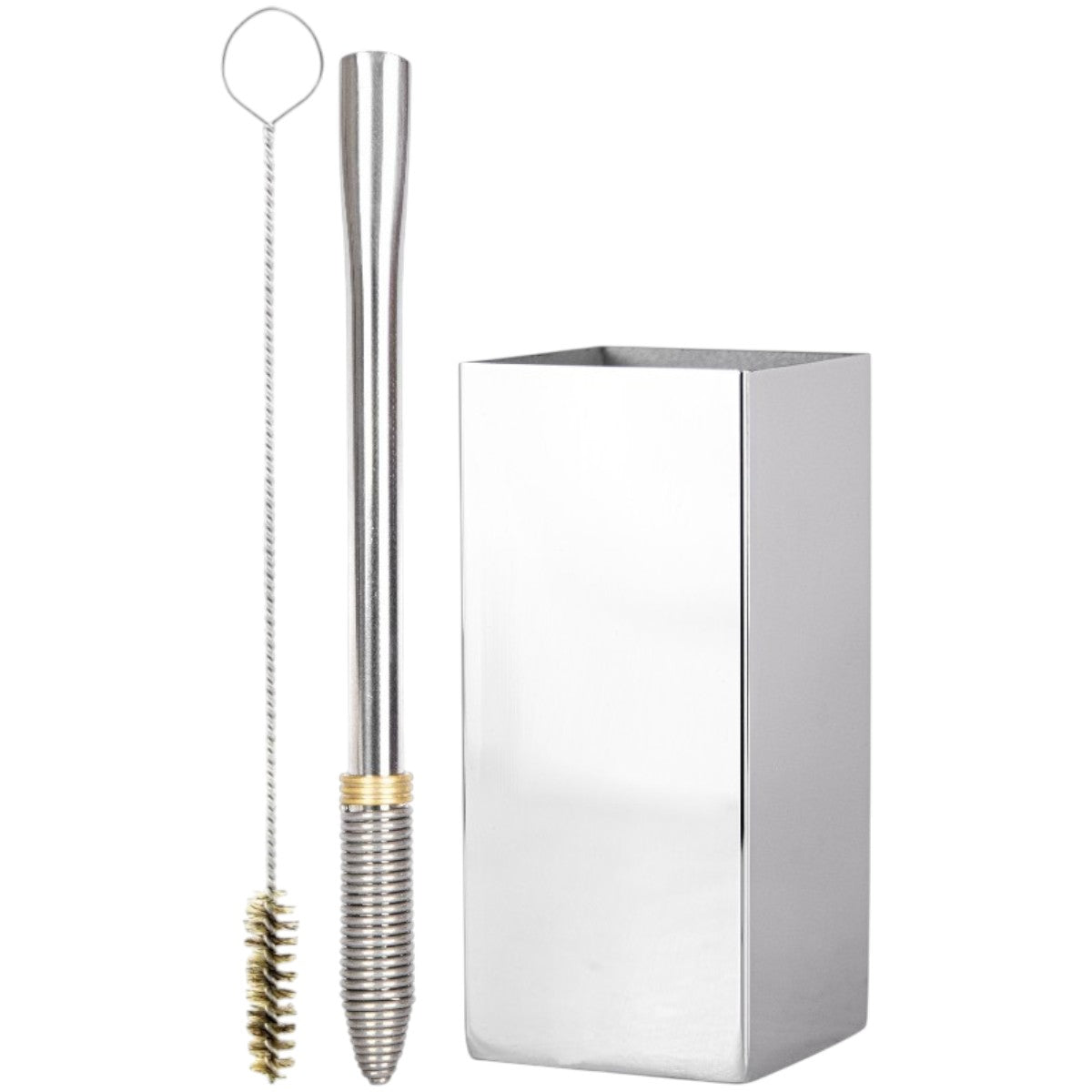 Kit Bomba Mola Conica e Copo Quadrado Terere Aço Inox - Escolha a Cor