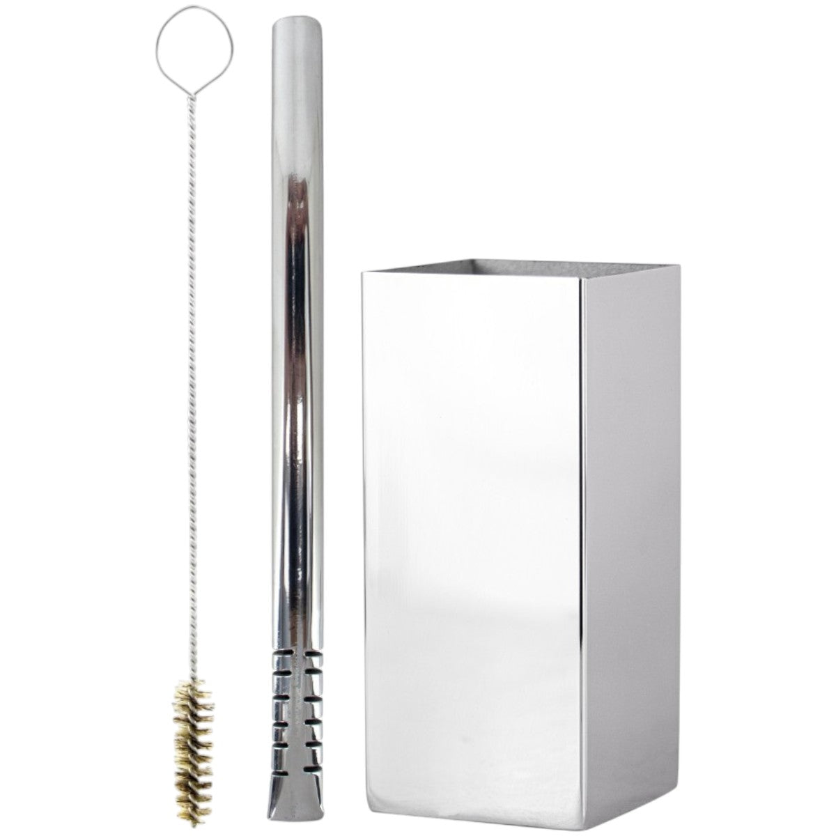 Kit Bomba Filete e Copo Quadrado Terere Aço Inox - Escolha a Cor