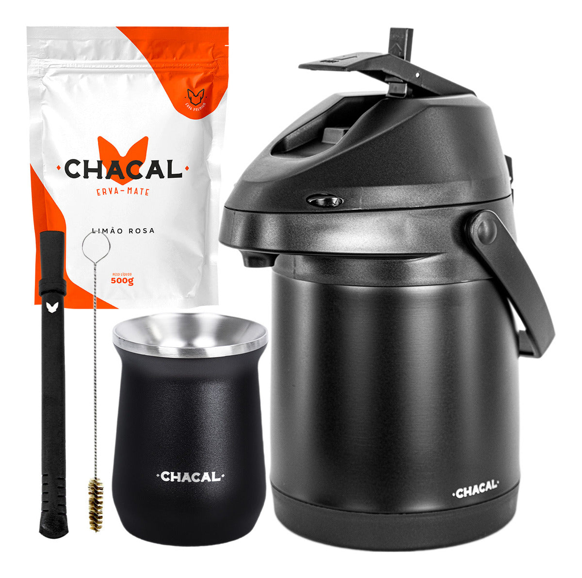 Kit Tereré Chacal Copo Bomba Garrafa Térmica 2.5l Erva