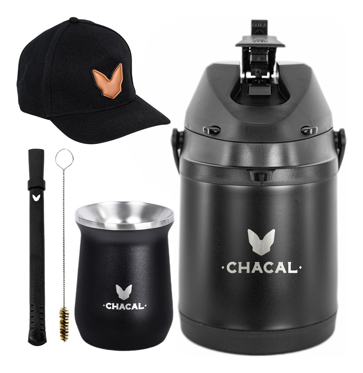 Kit Tereré Chacal Copo Bomba Garrafa Térmica 2.5l + Boné