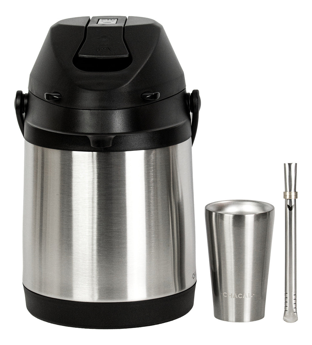 Kit Tereré Chacal Copo Inox Bomba Garrafa Térmica Inox 2.5l