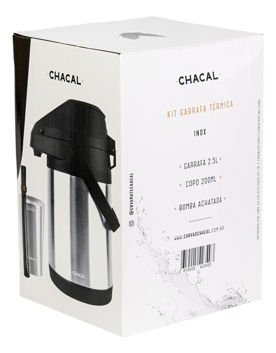 Kit Tereré Chacal Copo Inox Bomba Garrafa Térmica Inox 2.5l