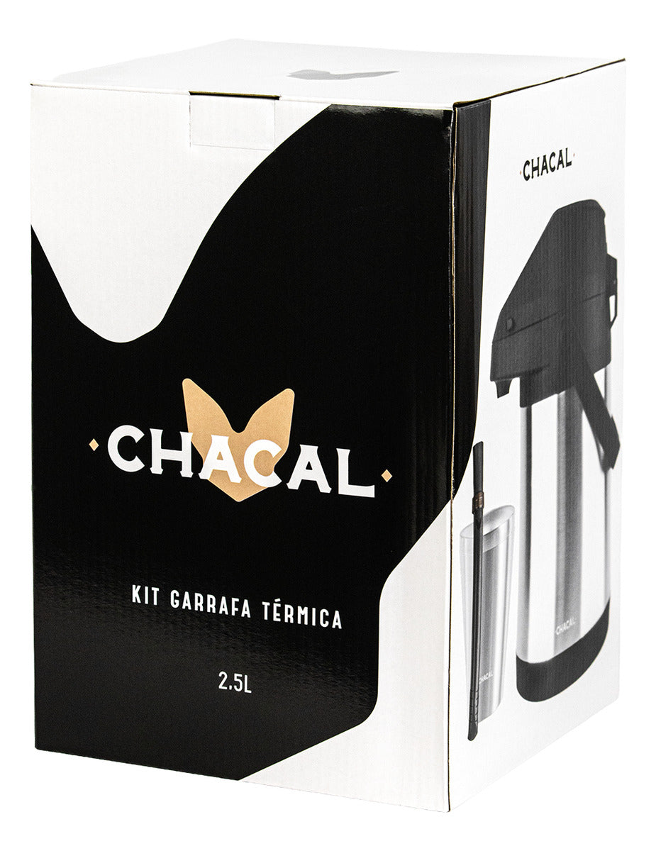 Kit Tereré Chacal Copo Inox Bomba Garrafa Térmica Inox 2.5l