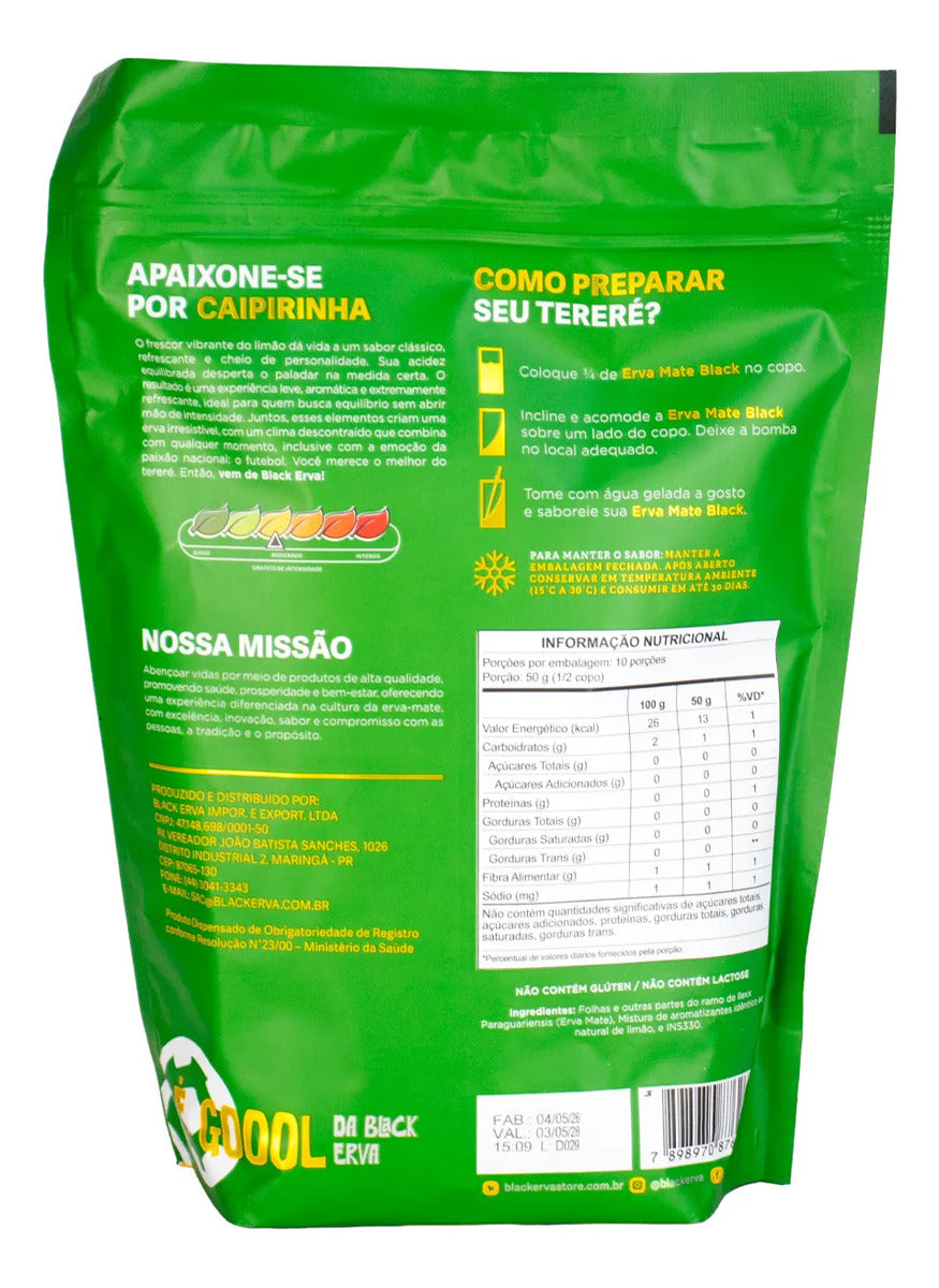 Erva Mate Tereré Black Erva 500g Caipirinha Limão Galego