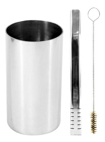 Kit Bomba E Copo Redondo Terere Aço Inox Silver - Escolha a Bomba
