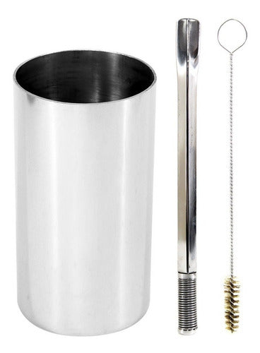 Kit Bomba E Copo Redondo Terere Aço Inox Silver - Escolha a Bomba