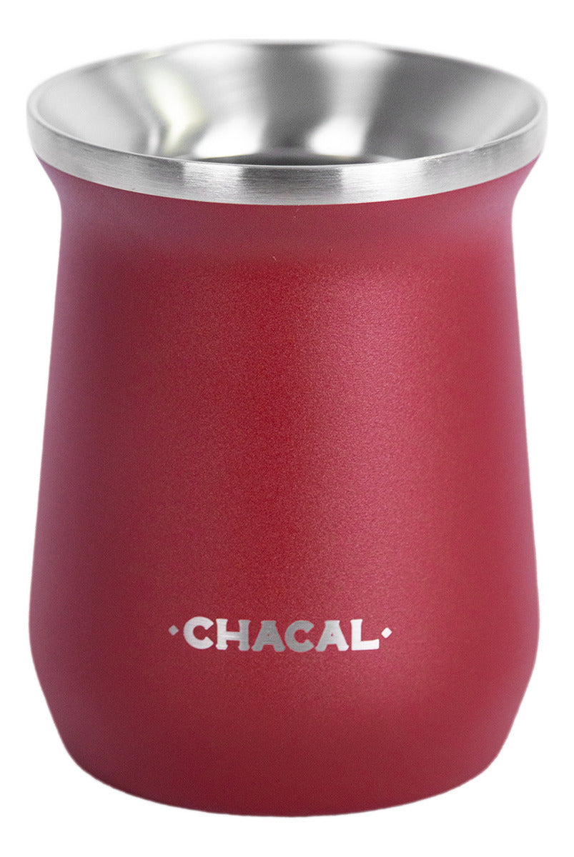 Copo Cuia Tereré Térmico 100% Inox Chacal 236ml Bordo