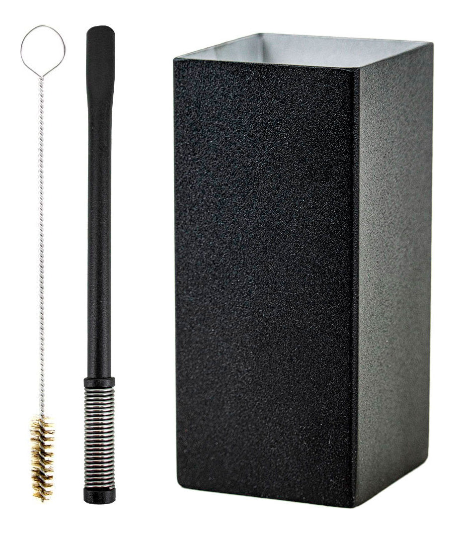 Kit Bomba E Copo Quadrado Terere Aço Inox Preto Bojo Mola
