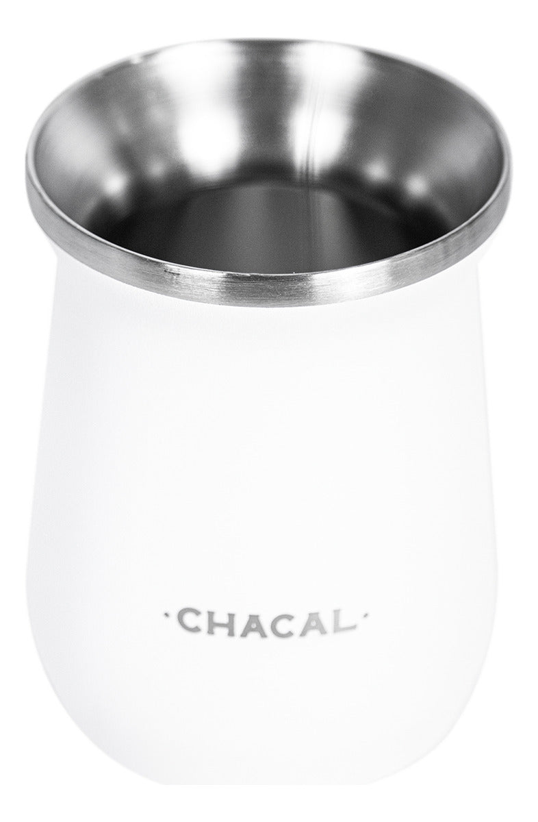 Copo Cuia Tereré Térmico 100% Inox Chacal 236ml Branco