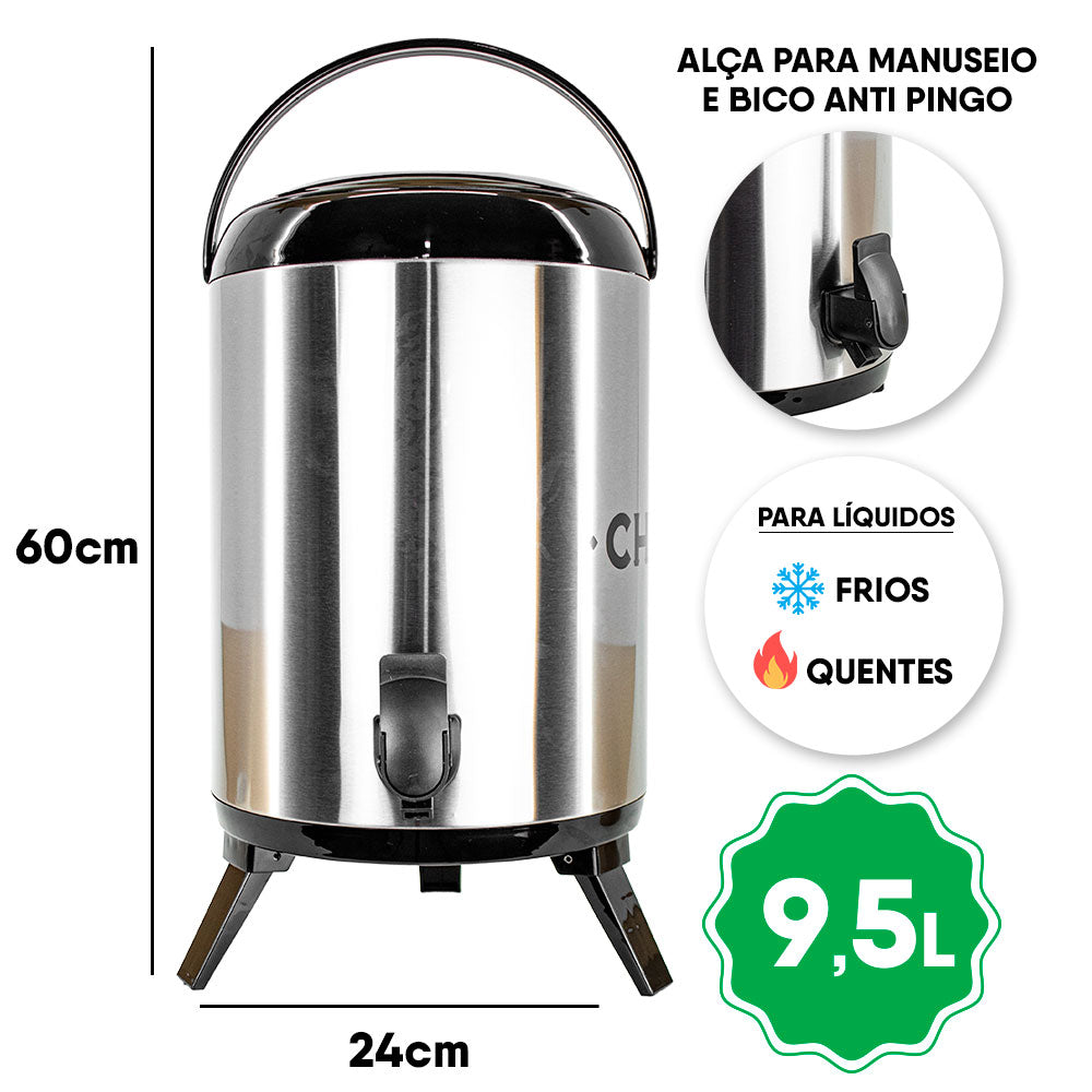 Garrafa Termica Chacal Inox 9.5l Tereré Café Chimarrão Chá