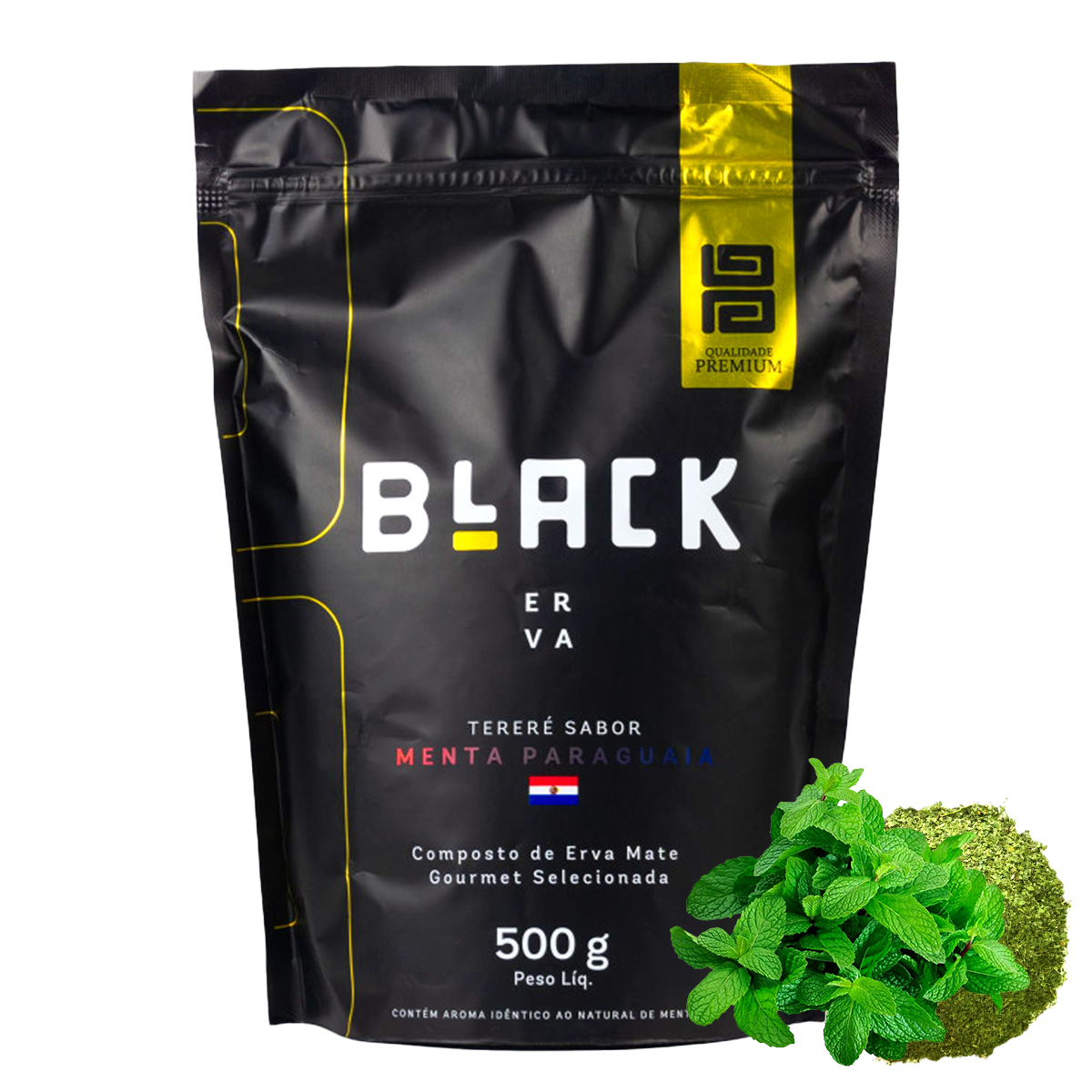 Erva Mate Tereré Black Erva Premium 500g Menta Paraguaia