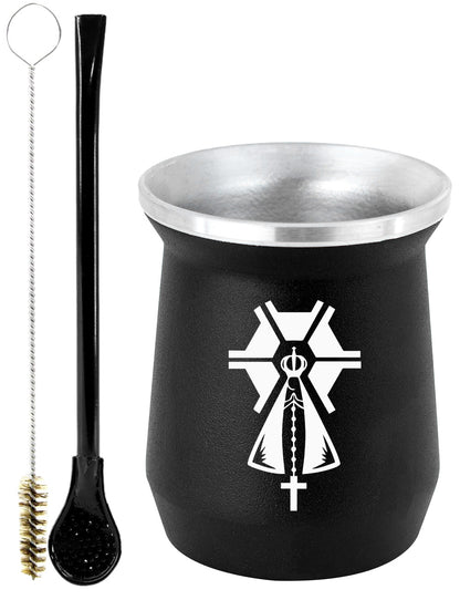 Kit Tereré Copo Cuia Econo Bomba Preto Nossa Senhora Agro