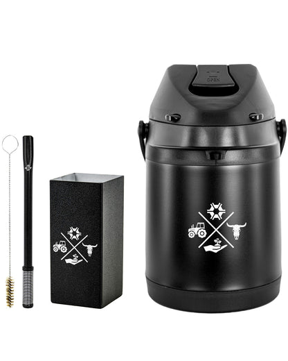Kit Tereré Premium Copo Bomba Garrafa Térmica Preto 2.5l Made in Roça