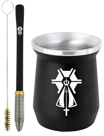 Kit Tereré Copo Cuia Econo Bomba Preto Nossa Senhora Agro