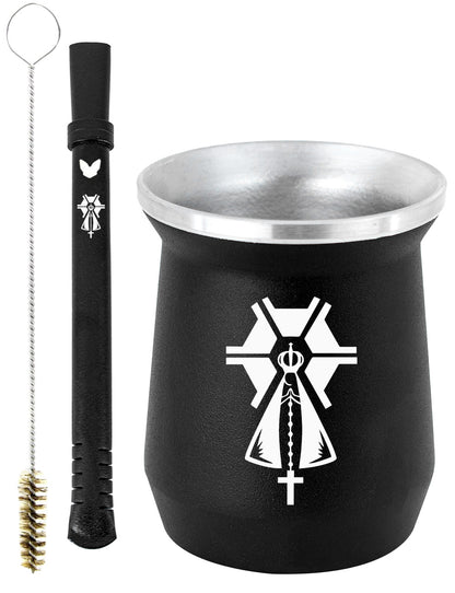 Kit Tereré Copo Cuia Econo Bomba Preto Nossa Senhora Agro