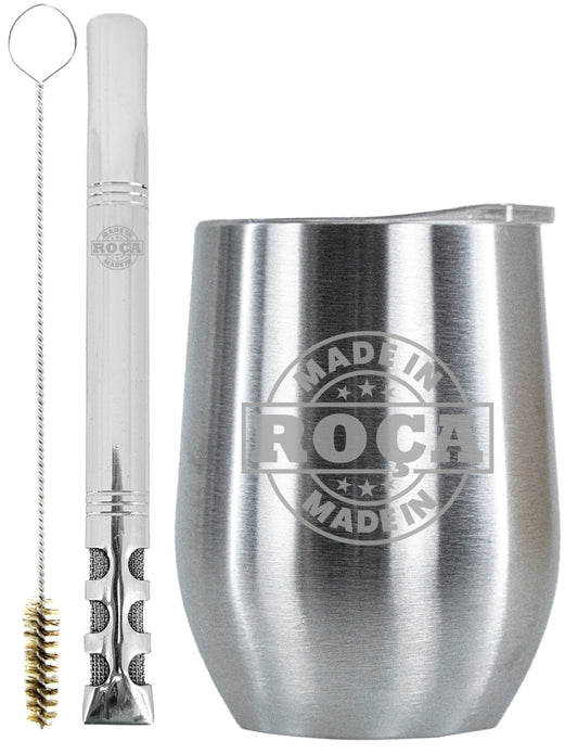 Kit Tereré Copo Cuia Premium Bomba Inox Escrita Made In Roça