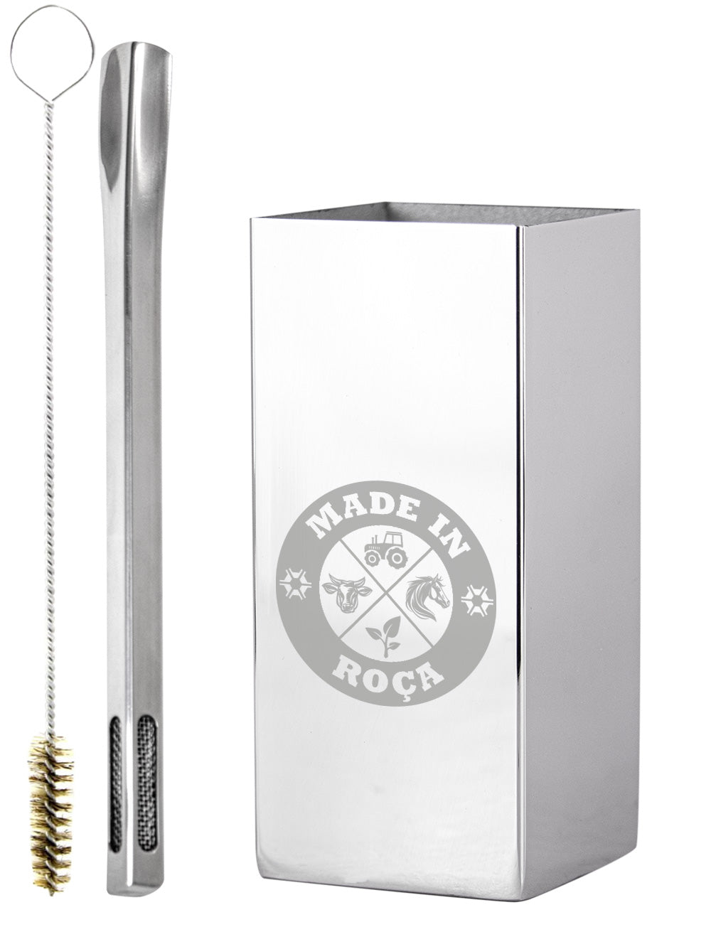 Kit Tereré Copo Cuia Premium Bomba Inox Logo Made in Roça