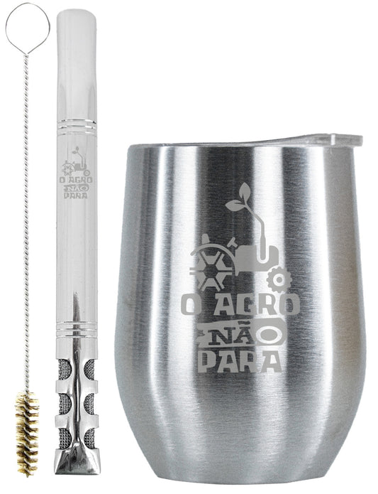 Kit Tereré Copo Cuia Premium Bomba Inox O Agro Não Para