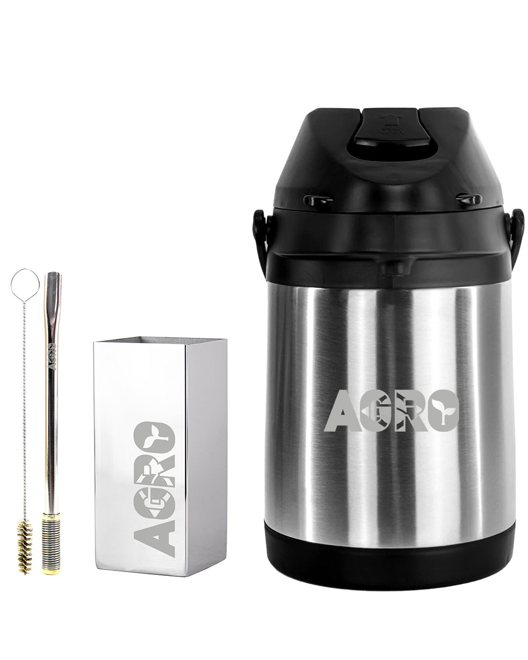 Kit Tereré Premium Copo Bomba Garrafa Térmica Inox 2.5l Agro Brasil
