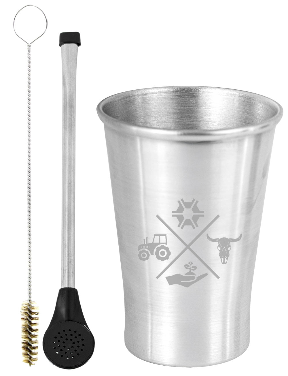 Kit Tereré Copo Cuia Econo Bomba Silver Made in Roça