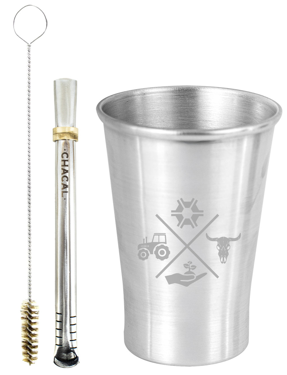 Kit Tereré Copo Cuia Econo Bomba Silver Made in Roça
