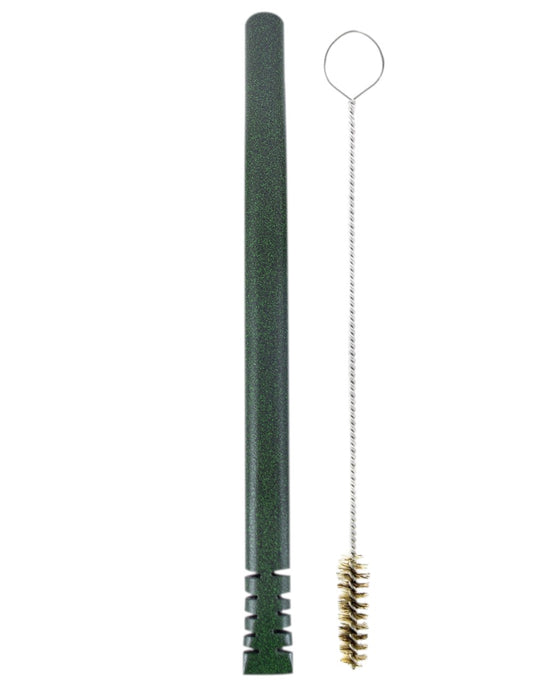 Bomba De Terere 19cm Aço Inox Lisa Filete Verde
