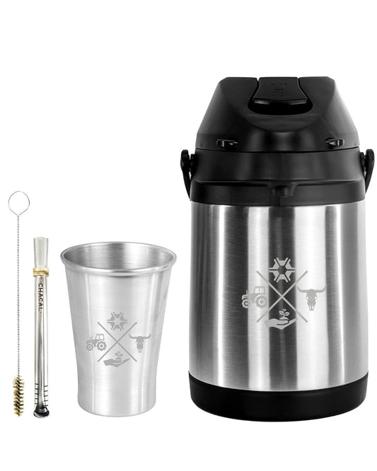 Kit Tereré Econo Copo Bomba Garrafa Térmica Inox 2.5l Made in Roça