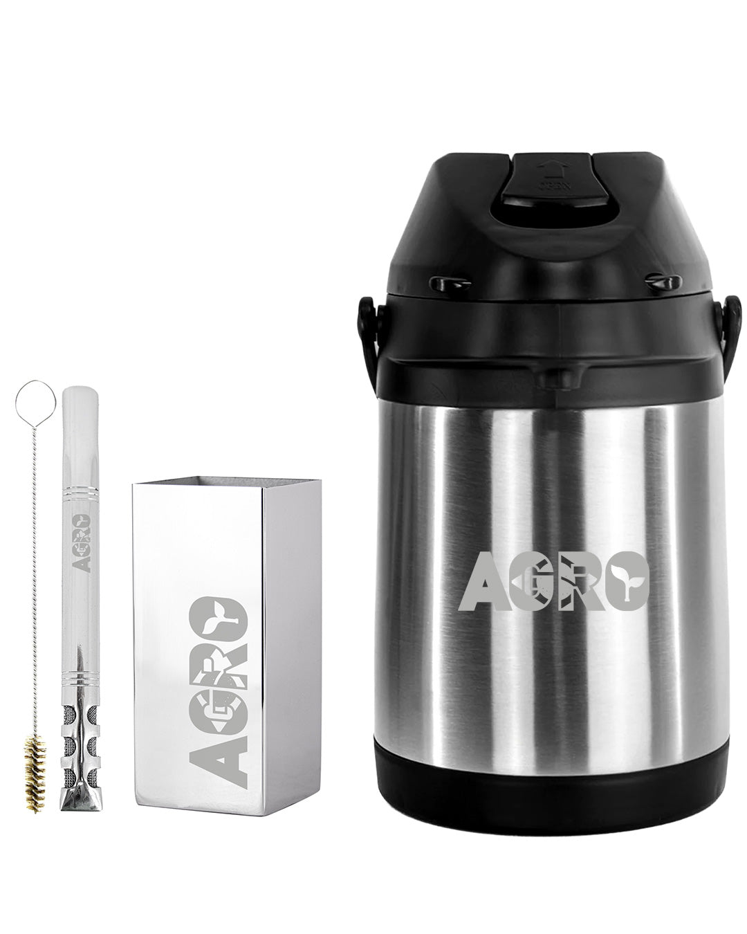 Kit Tereré Premium Copo Bomba Garrafa Térmica Inox 2.5l Agro Brasil