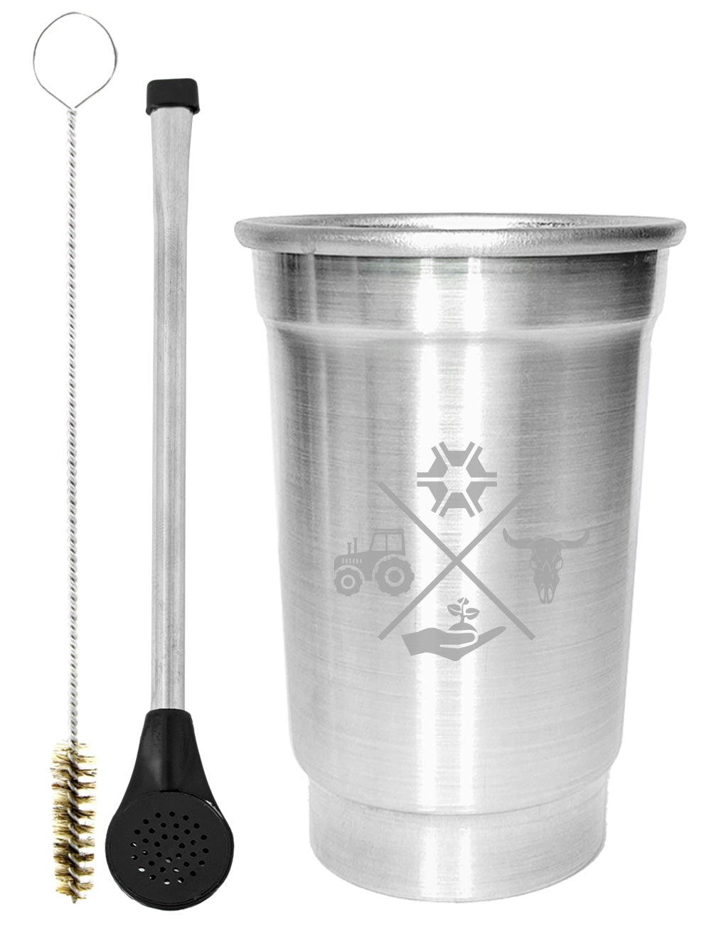 Kit Tereré Copo Cuia Econo Bomba Silver Made in Roça