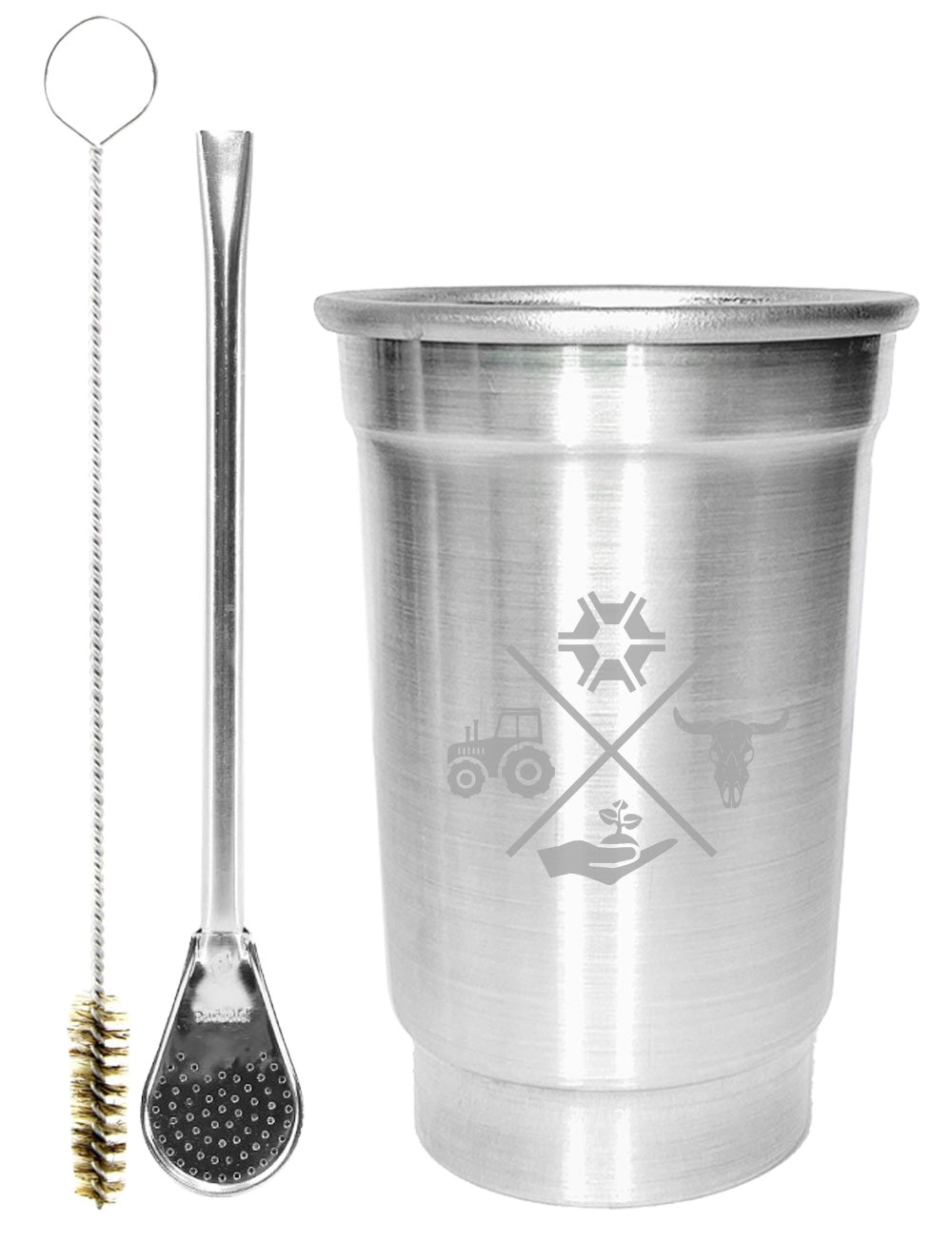 Kit Tereré Copo Cuia Econo Bomba Silver Made in Roça