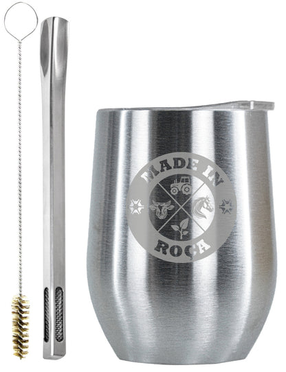 Kit Tereré Copo Cuia Premium Bomba Inox Logo Made in Roça
