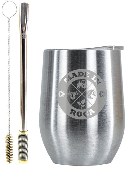Kit Tereré Copo Cuia Premium Bomba Inox Logo Made in Roça