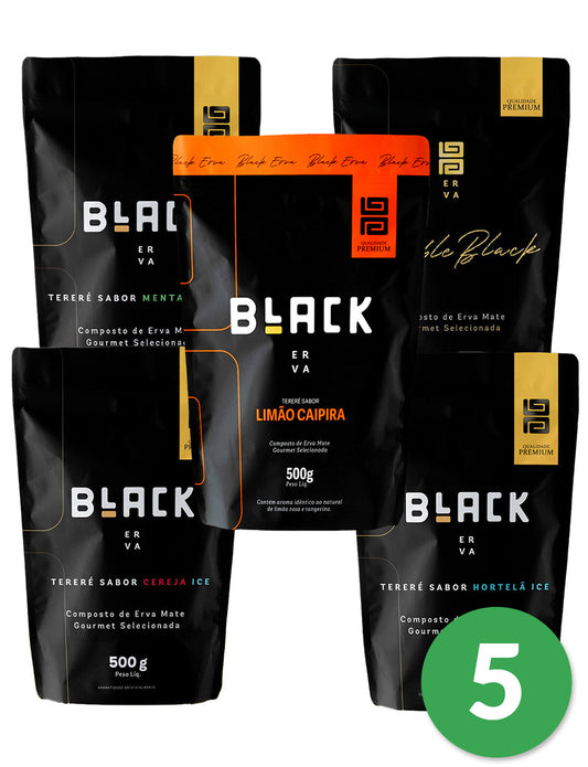 Kit 5 Ervas Mate Tereré Black Premium 500g - Escolha os Sabores