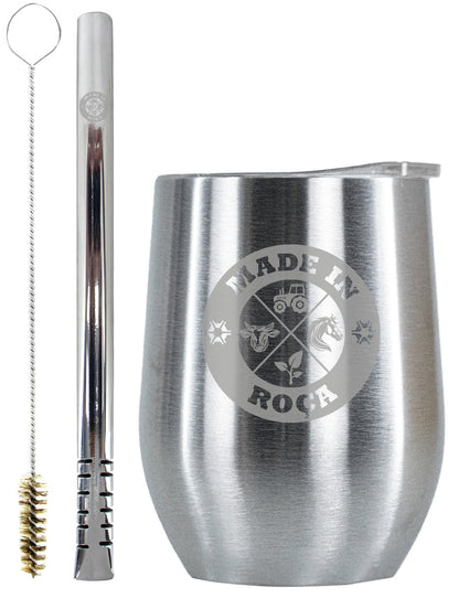 Kit Tereré Copo Cuia Premium Bomba Inox Logo Made in Roça
