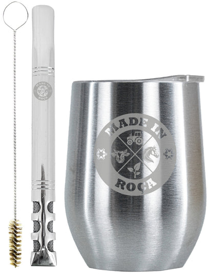 Kit Tereré Copo Cuia Premium Bomba Inox Logo Made in Roça