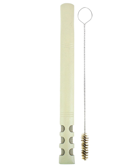 Bomba De Terere 19cm Aço Inox Lisa v6 Bege