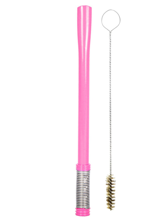 Bomba De Terere Aço Inox Lisa Bojo Mola Rosa 18cm