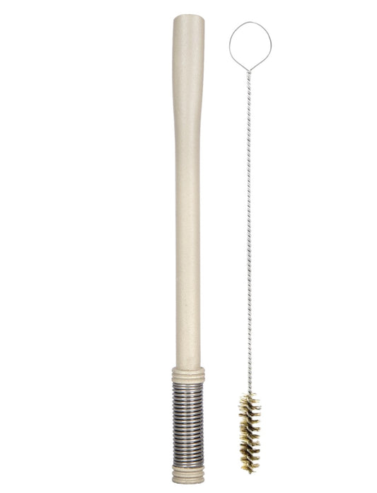 Bomba De Terere Aço Inox Lisa Bojo Mola Bege 18cm